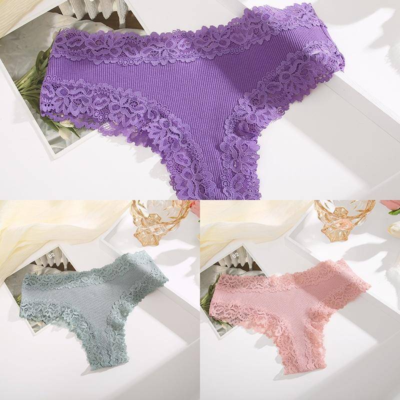 3 Teile/satz Baumwolle Höschen frauen Bequeme Slip Spitze Stil Unterwäsche Weibliche S-XL Weiche Unterhose Damen Höschen 2023 M von Joom DACH