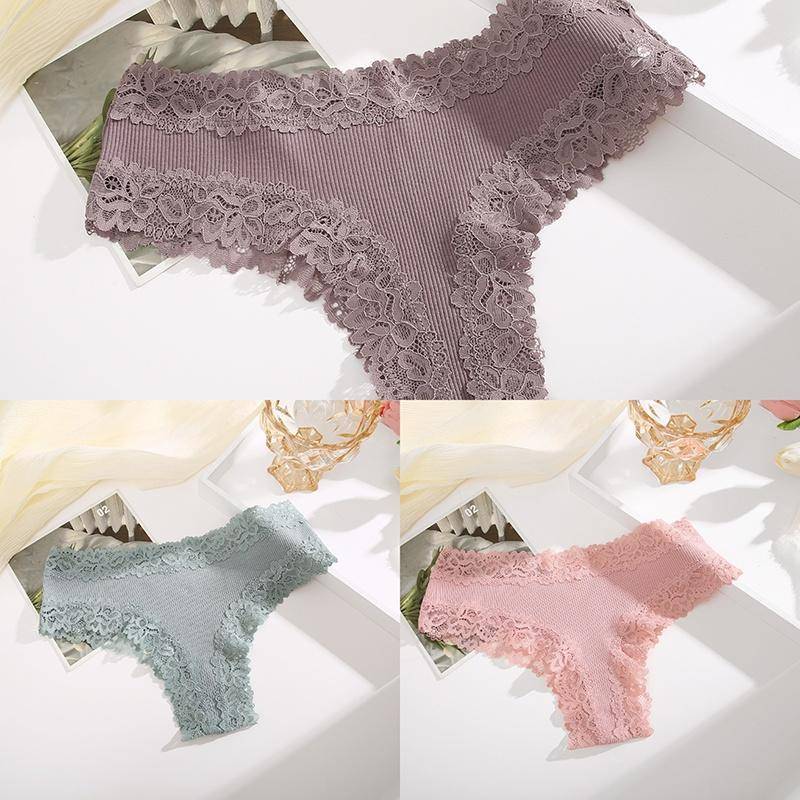 3 Teile/satz Baumwolle Höschen frauen Bequeme Slip Spitze Stil Unterwäsche Weibliche S-XL Weiche Unterhose Damen Höschen 2023 M von Joom DACH