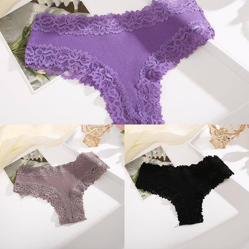 3 Teile/satz Baumwolle Höschen frauen Bequeme Slip Spitze Stil Unterwäsche Weibliche S-XL Weiche Unterhose Damen Höschen 2023 XL von Joom DACH