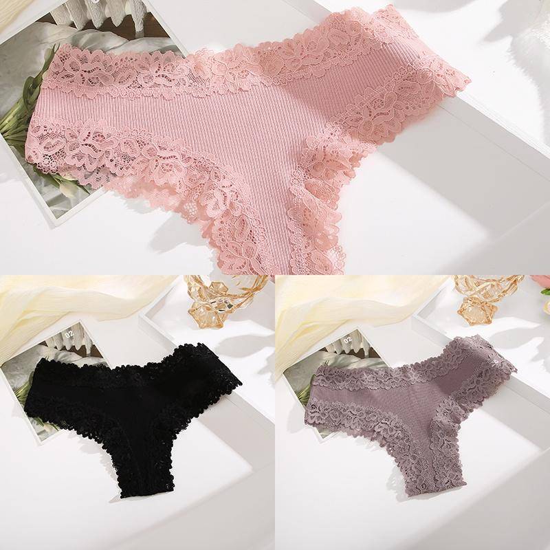 3 Teile/satz Baumwolle Höschen frauen Bequeme Slip Spitze Stil Unterwäsche Weibliche S-XL Weiche Unterhose Damen Höschen 2023 XL von Joom DACH