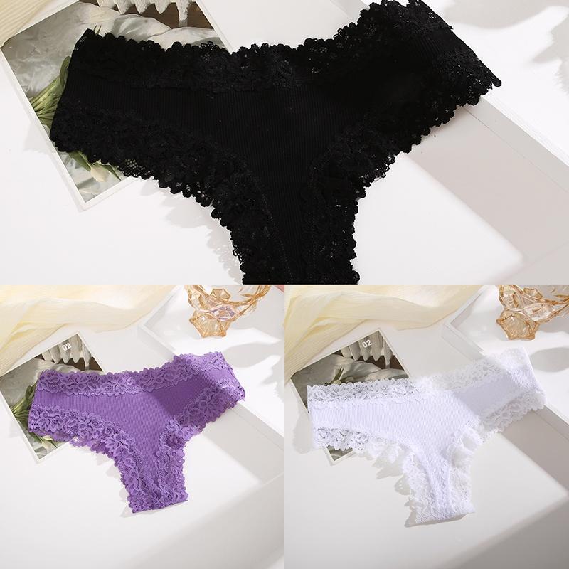 3 Teile/satz Baumwolle Höschen frauen Bequeme Slip Spitze Stil Unterwäsche Weibliche S-XL Weiche Unterhose Damen Höschen 2023 XL von Joom DACH