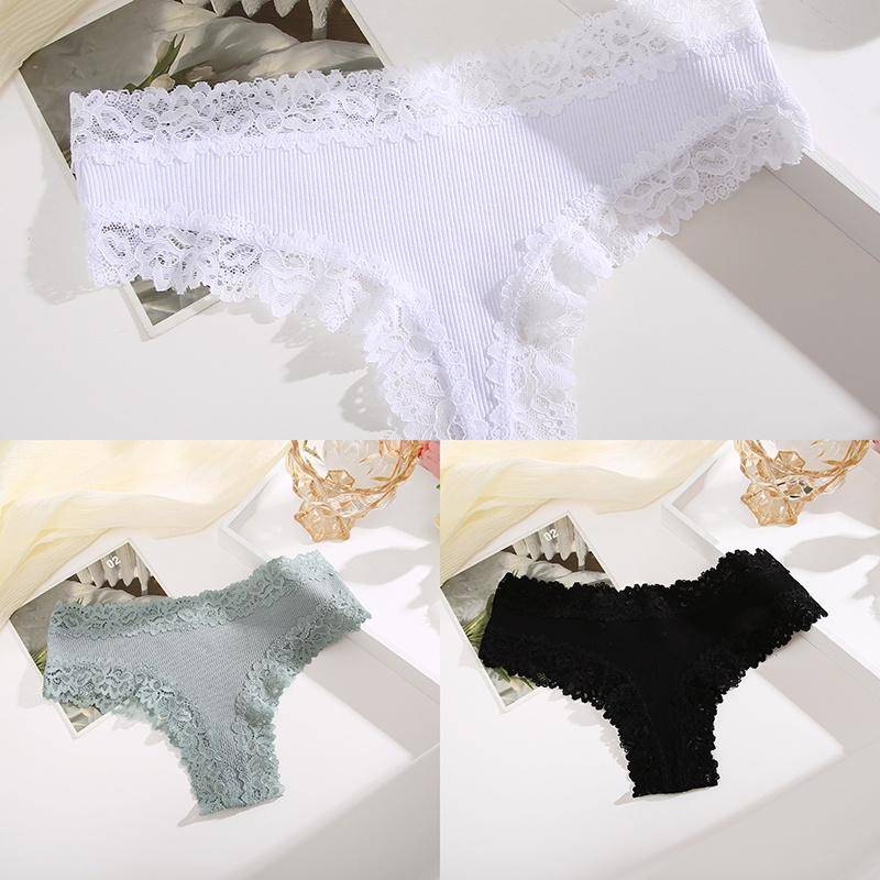 3 Teile/satz Baumwolle Höschen frauen Bequeme Slip Spitze Stil Unterwäsche Weibliche S-XL Weiche Unterhose Damen Höschen 2023 XL von Joom DACH
