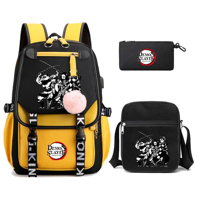 3 Teile/satz Dämon Slayer Kamado Nezuko Rucksäcke für Mädchen Anime Schule Tasche Teenager Student Leinwand Laptop Rucksack Frauen Rucksack von Joom DACH