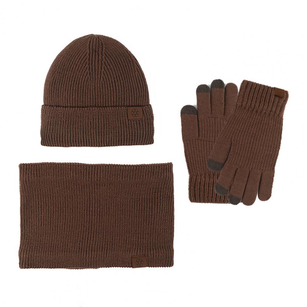 3 Teile/satz Frauen Winter Hut Schal Handschuhe Set Dicken Plüsch Gestrickte Warme Kappe Handschuhe Elastische Ohr Winddicht Wi kaffeebraun von Joom DACH