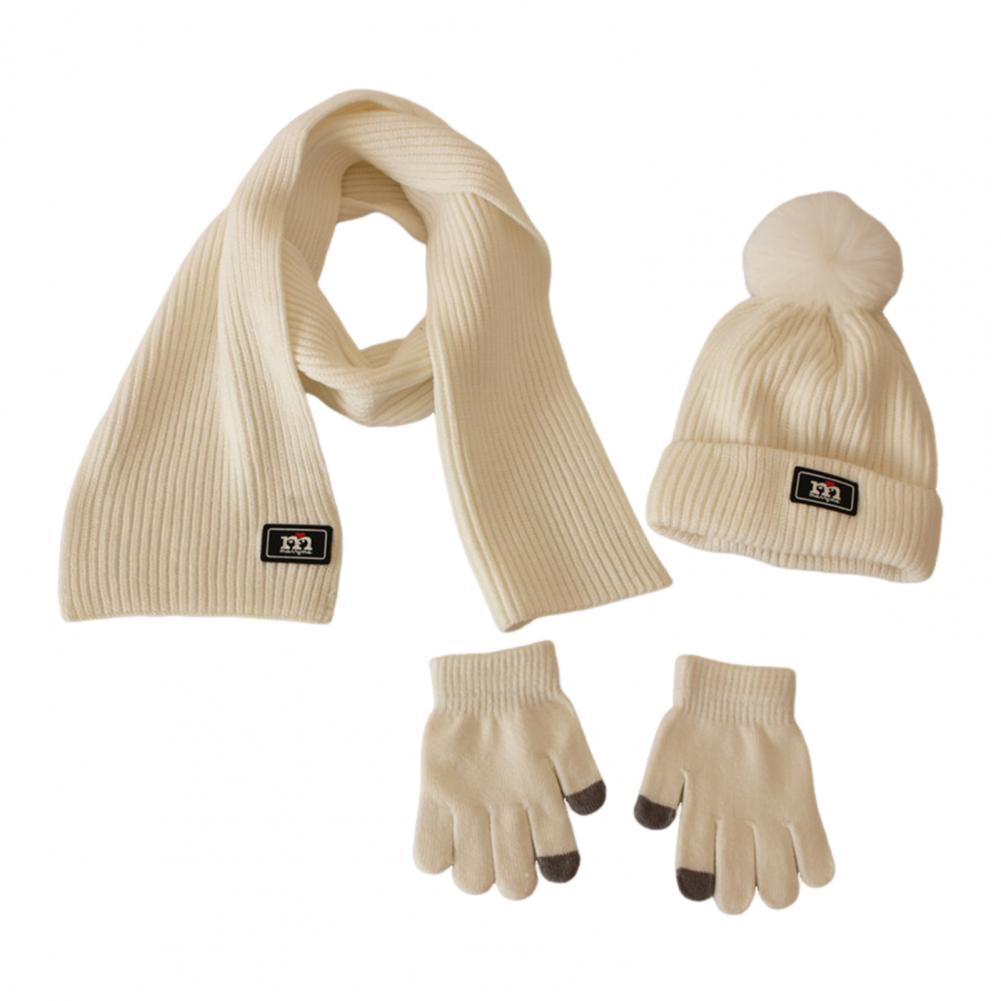 3 Teile/satz Kinder Hut Schal Handschuh Set Verdickt Plüsch Ball Dekor Gestrickte Anti-slip Wärme Retention Winddicht Warm Halten Mädchen Junge weiß von Joom DACH