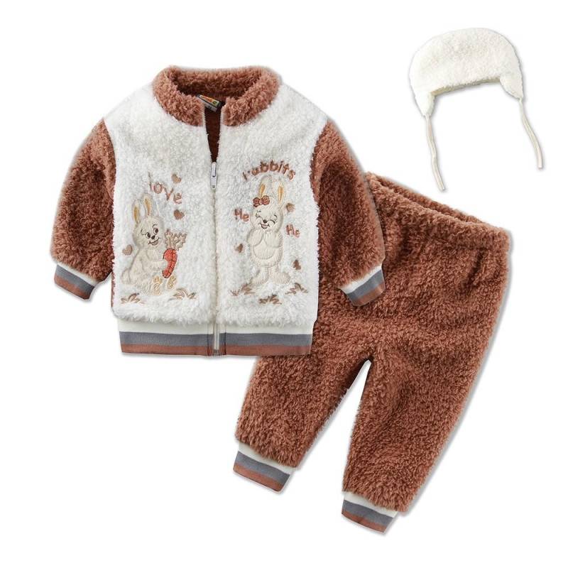 3 Teile/satz Korallen Fleece Winter Kleidung Neugeborenen Jungen Und Mädchen Casual Set Sport Outfits Hoodie Zipper Warme Kleidung 62 braun von Joom DACH