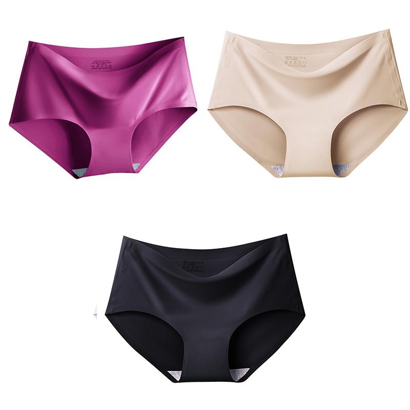 3 Teile/satz Nahtlose Eis Seide Höschen Für Frauen Intime Komfort Slips Große Größe Mid-taille M-XXL Mehrere Farbe Optionen Dessous L&3pcs von Joom DACH