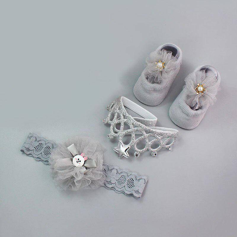 3 Teile/satz Neugeborenen Baby Stirnband + Socken Nette Krone Bögen Baby Mädchen Stirnbänder Infant Mädchen Haarband Set 2 NO BOX von Joom DACH