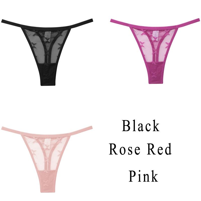 3 Teile/satz Spitze Sexy G-string Höschen Frauen Thongs Low-Taille Femme Unterhose Mesh Transparent Dessous Set L von Joom DACH