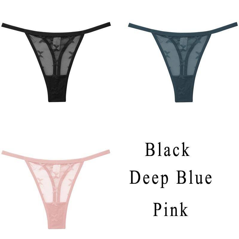 3 Teile/satz Spitze Sexy G-string Höschen Frauen Thongs Low-Taille Femme Unterhose Mesh Transparent Dessous Set L von Joom DACH
