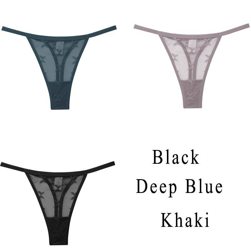 3 Teile/satz Spitze Sexy G-string Höschen Frauen Thongs Low-Taille Femme Unterhose Mesh Transparent Dessous Set L von Joom DACH