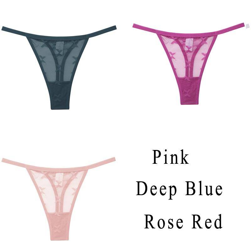 3 Teile/satz Spitze Sexy G-string Höschen Frauen Thongs Low-Taille Femme Unterhose Mesh Transparent Dessous Set S von Joom DACH