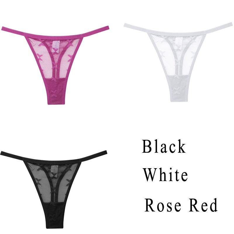 3 Teile/satz Spitze Sexy G-string Höschen Frauen Thongs Low-Taille Femme Unterhose Mesh Transparent Dessous Set S von Joom DACH