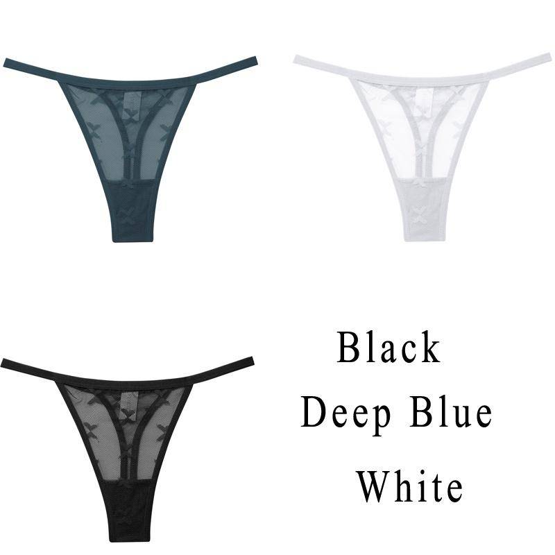 3 Teile/satz Spitze Sexy G-string Höschen Frauen Thongs Low-Taille Femme Unterhose Mesh Transparent Dessous Set S von Joom DACH
