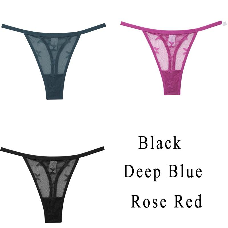 3 Teile/satz Spitze Sexy G-string Höschen Frauen Thongs Low-Taille Femme Unterhose Mesh Transparent Dessous Set S von Joom DACH