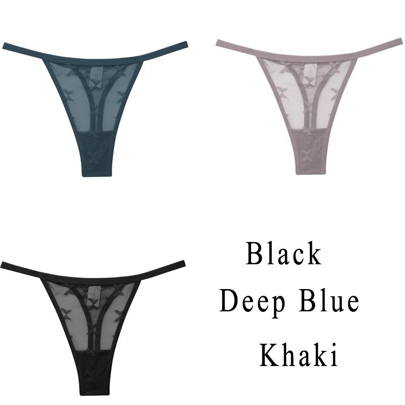3 Teile/satz Spitze Sexy G-string Höschen Frauen Thongs Low-Taille Femme Unterhose Mesh Transparent Dessous Set XL von Joom DACH