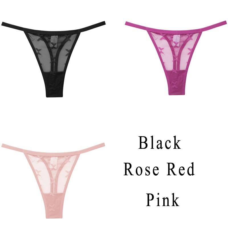 3 Teile/satz Spitze Sexy G-string Höschen Frauen Thongs Low-Taille Femme Unterhose Mesh Transparent Dessous Set XL von Joom DACH