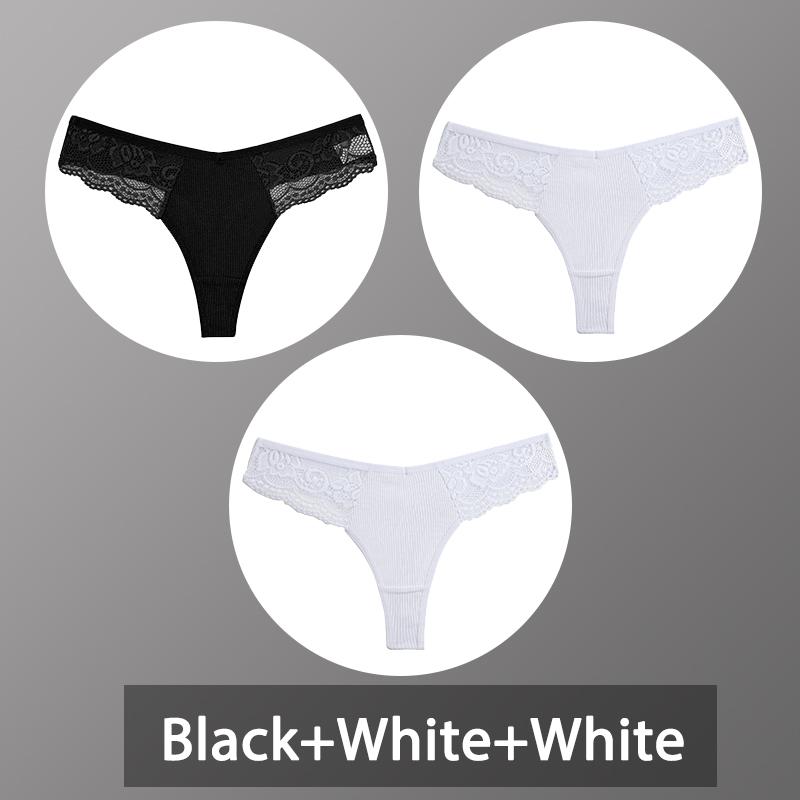 3 Teile/satz frauen Baumwolle Thongs Spitze Bikini Unterhose Damen G-string Unterwäsche Weiche Tanga Höschen Weibliche Dessous S-XL L von Joom DACH