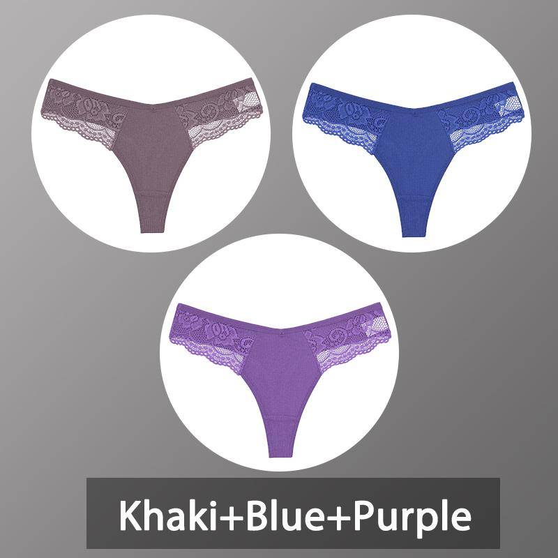 3 Teile/satz frauen Baumwolle Thongs Spitze Bikini Unterhose Damen G-string Unterwäsche Weiche Tanga Höschen Weibliche Dessous S-XL M von Joom DACH