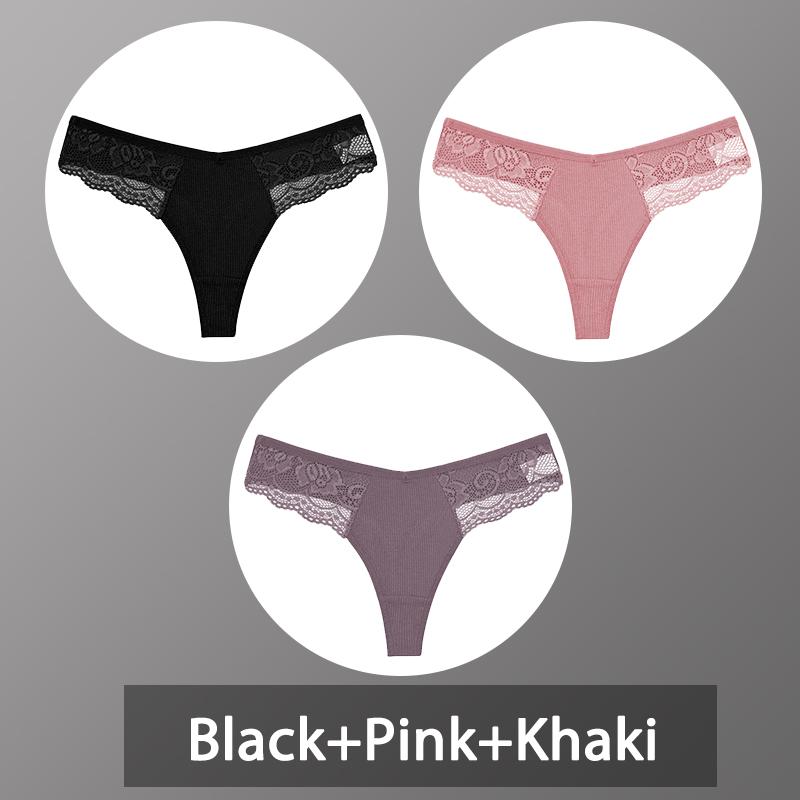 3 Teile/satz frauen Baumwolle Thongs Spitze Bikini Unterhose Damen G-string Unterwäsche Weiche Tanga Höschen Weibliche Dessous S-XL M von Joom DACH