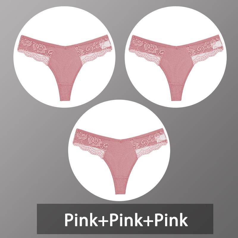 3 Teile/satz frauen Baumwolle Thongs Spitze Bikini Unterhose Damen G-string Unterwäsche Weiche Tanga Höschen Weibliche Dessous S-XL S von Joom DACH