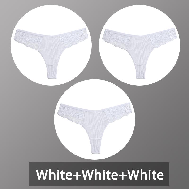 3 Teile/satz frauen Baumwolle Thongs Spitze Bikini Unterhose Damen G-string Unterwäsche Weiche Tanga Höschen Weibliche Dessous S-XL XL von Joom DACH