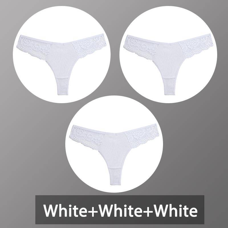 3 Teile/satz frauen Baumwolle Thongs Spitze Bikini Unterhose Damen G-string Unterwäsche Weiche Tanga Höschen Weibliche Dessous S-XL XL von Joom DACH