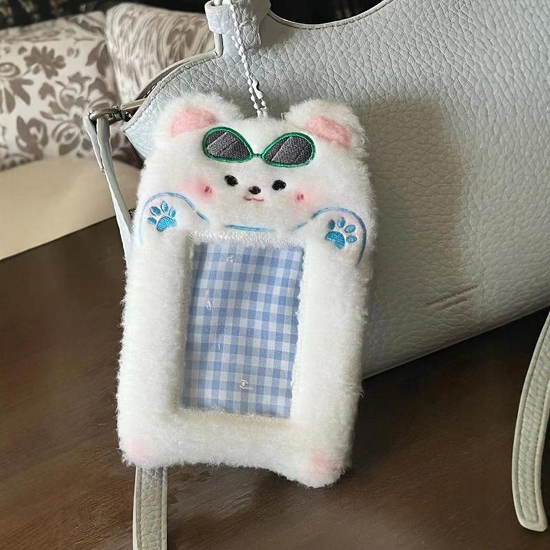 3 Zoll süßer Cartoon-Bär, Kaninchen, Plüsch-Fotokartenhalter, Korea-Idol-Fotohalter, Mädchen, süßer Schlüsselanhänger, Ausweis-Kreditschutz, Schreibwaren A3 von Joom DACH
