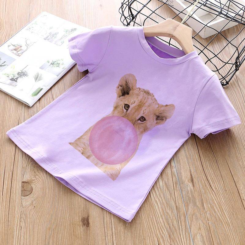 3 farbe Elefanten Lustige Kawaii Mädchen Kleidung Streetwear Jungen Shirts Rundhals Baby Mädchen Tops Cartoon Casual Kinder T-shirt Mode 2T(90) von Joom DACH