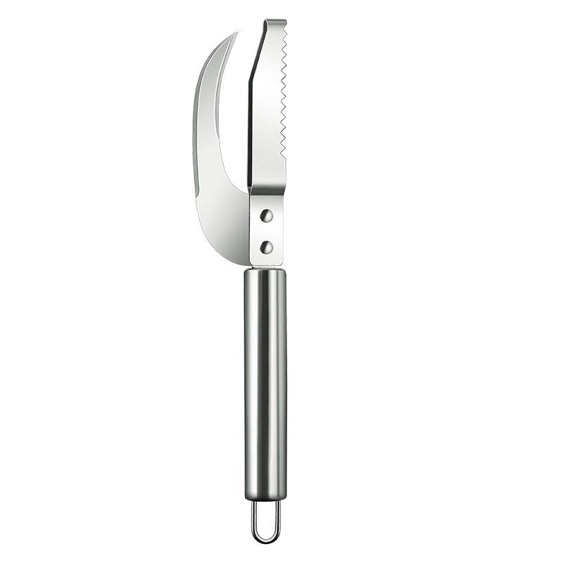3-in-1-Edelstahl-Fischschuppenmesser, Schuppenschaber, Sägezahnschaber, Ausbeinen, Filetieren, Schnitt, Kratzen, Graben, Maw-Messer von Joom DACH