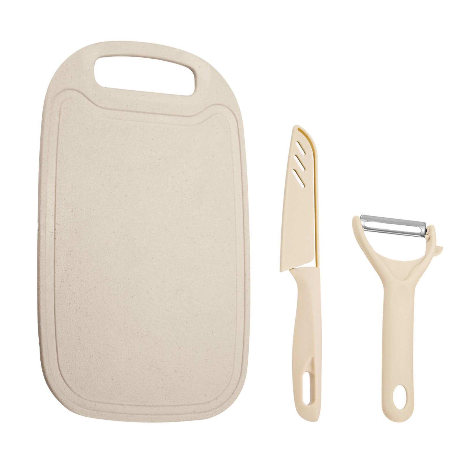 3-in-1 Küchenschneidebrett-Set PP-Kunststoff-Schneidebrett mit Schäler und Messer Kochen von Joom DACH