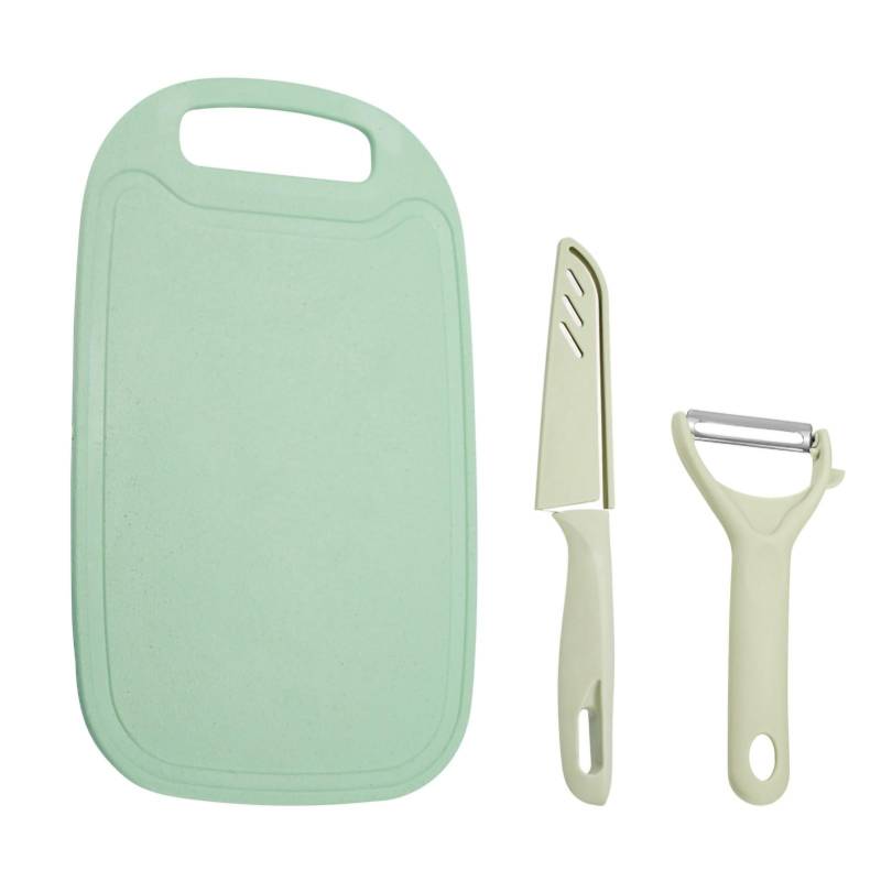 3-in-1 Küchenschneidebrett-Set PP-Kunststoff-Schneidebrett mit Schäler und Messer Kochen von Joom DACH