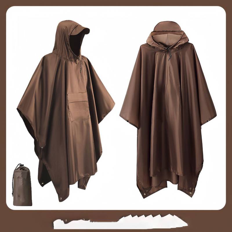 3-in-1 wasserdichter langer Regenmantel für Erwachsene, Damen und Herren, Regenmanteljacke mit Kapuze, Poncho für Outdoor-Wanderungen, Reisen, Angeln, Regenbekleidung One Size braun 3-in-1 wasserdichter langer Regenmantel für Erwachsene, Damen und Herren, Regenmanteljacke mit Kapuze, Poncho für Outdoor-Wanderungen, Reisen, Angeln, Regenbekleidung One Size braun von Joom DACH