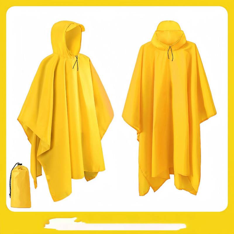 3-in-1 wasserdichter langer Regenmantel für Erwachsene, Damen und Herren, Regenmanteljacke mit Kapuze, Poncho für Outdoor-Wanderungen, Reisen, Angeln, Regenbekleidung One Size gelb von Joom DACH