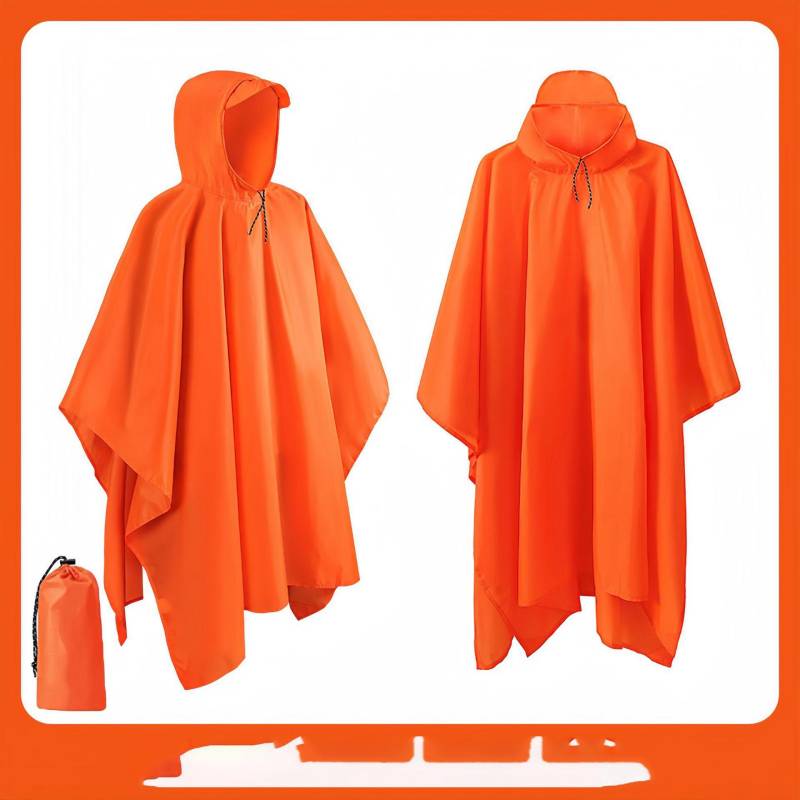 3-in-1 wasserdichter langer Regenmantel für Erwachsene, Damen und Herren, Regenmanteljacke mit Kapuze, Poncho für Outdoor-Wanderungen, Reisen, Angeln, Regenbekleidung One Size orange von Joom DACH