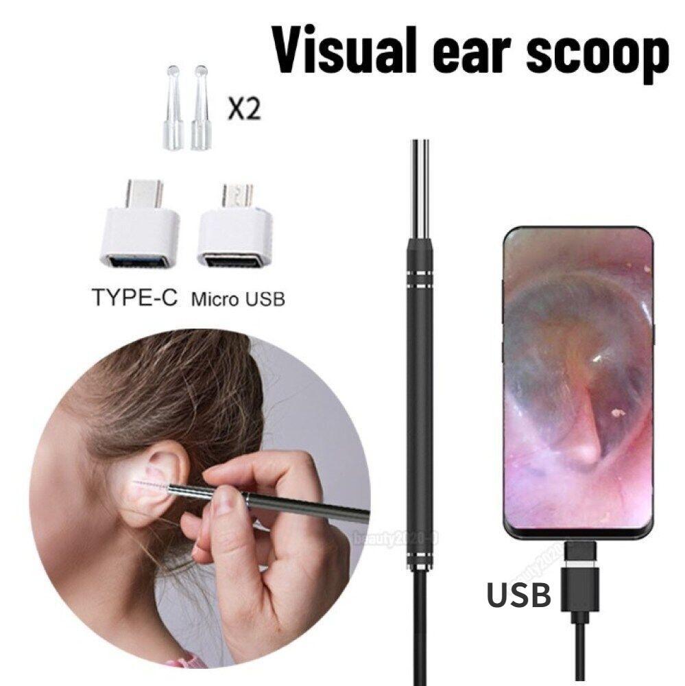 3 in1 5,5 mm Ohrreinigungsendoskop USB Visual Earpick HD Kamera Löffel Otoskop 3-in-1 Visible Ear Scoop von Joom DACH