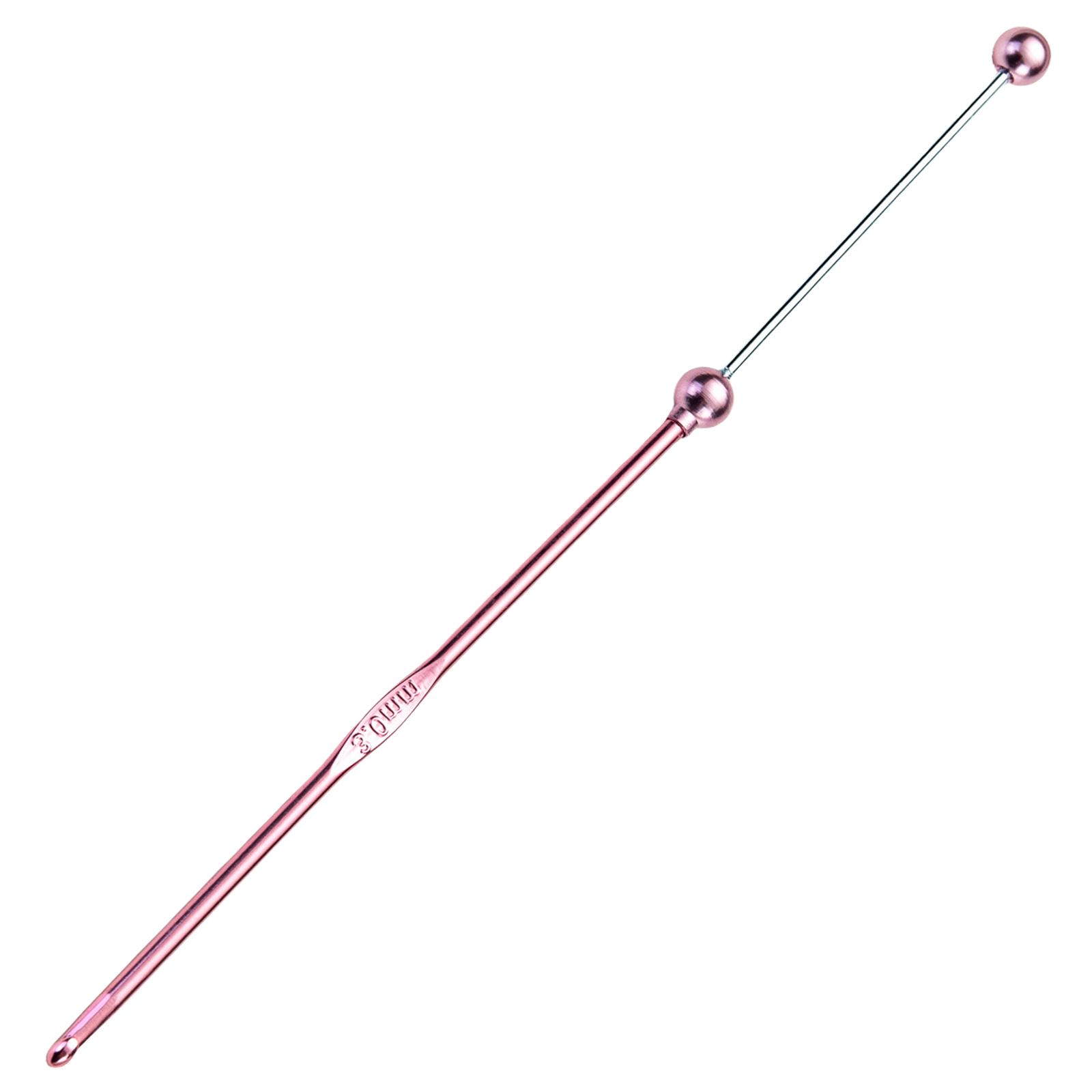 3 mm Häkelnadel aus Metall, handgefertigte Häkelnadel, praktische Perlen-Stricknadel zum Häkeln und Stricken rosa von Joom DACH