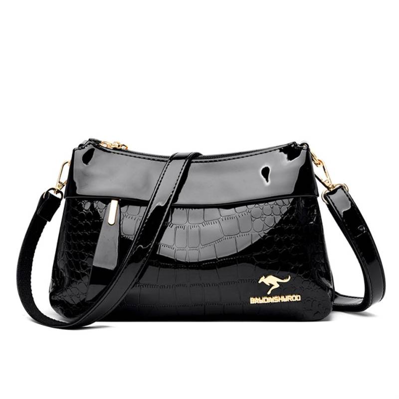 3 schichten Frauen Handtasche Geldbörsen Luxus Designer Patent Leder Schulter Messenger Taschen für Weibliche Vintage Krokodil Sommer Sac schwarz von Joom DACH