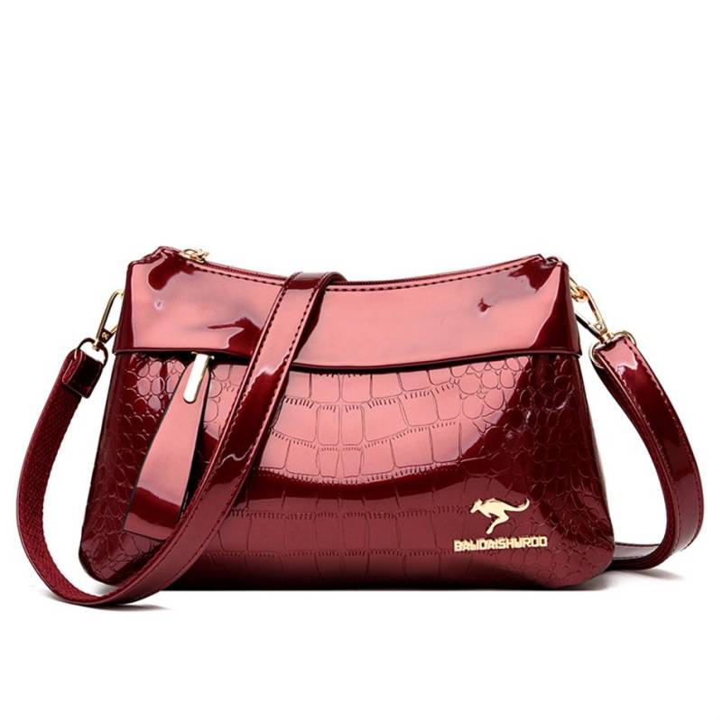 3 schichten Frauen Handtasche Geldbörsen Luxus Designer Patent Leder Schulter Messenger Taschen für Weibliche Vintage Krokodil Sommer Sac rot von Joom DACH