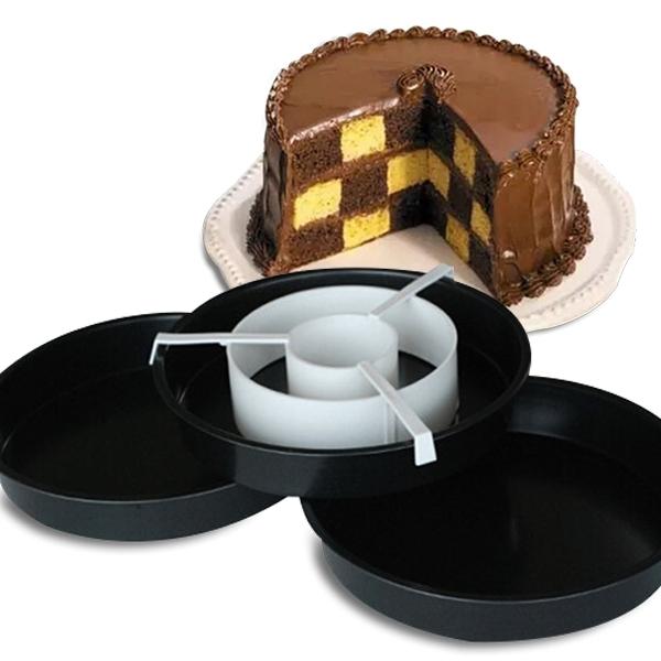 3-stöckiges Schachbrett-Kuchenformen-Set von Joom DACH