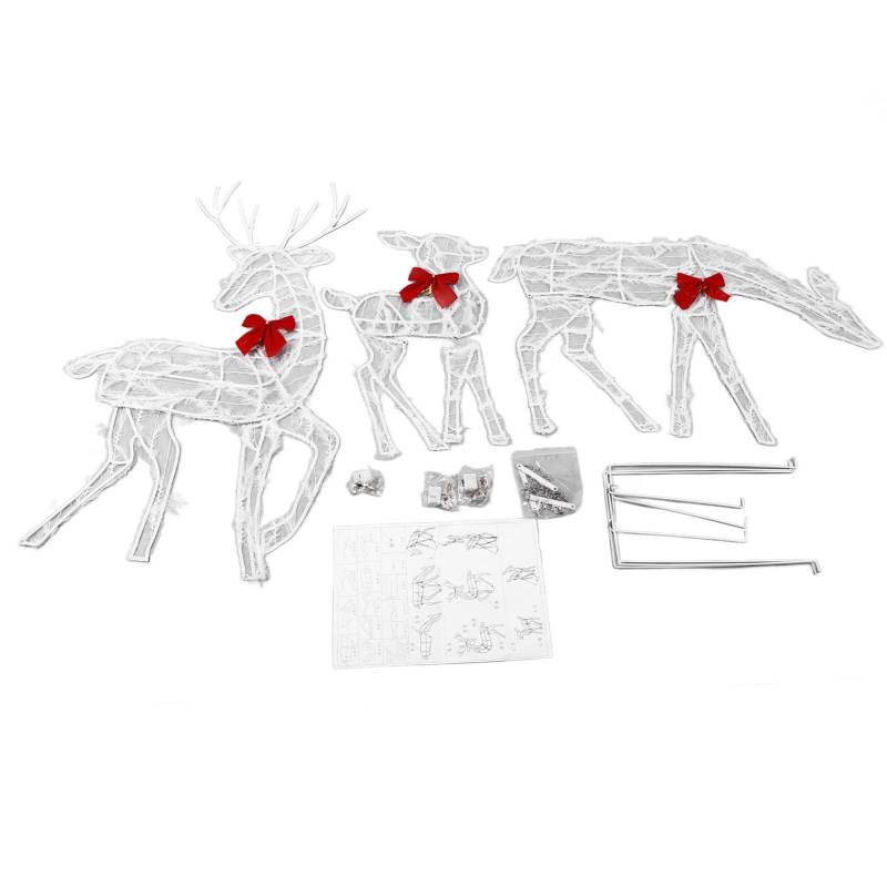 3 stück Beleuchtete Weihnachten Hirsch Familie Set Outdoor Hof Dekoration mit LED Lichter Rote Schleifen Mutter von Joom DACH