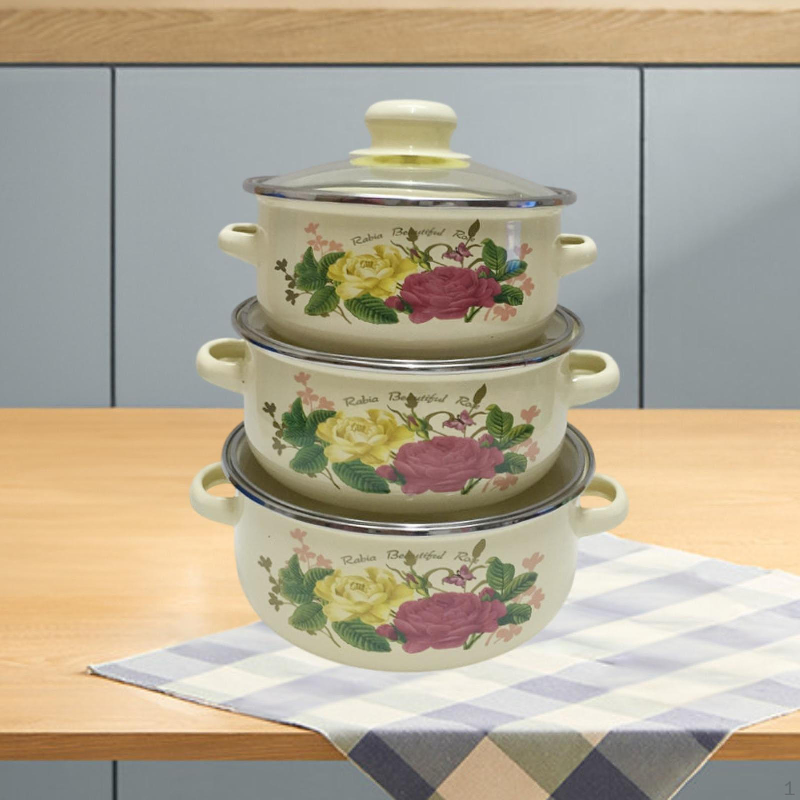 3 stück Emaille Eintopf Topf Haushalt Köchelnde Tragbare Keramik Suppe Set Kochgeschirr für gelb von Joom DACH