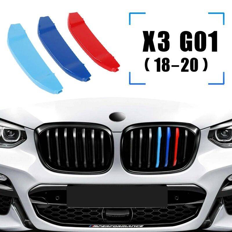 3 stücke Auto Kühlergrill Trim Stoßstange Abdeckung Streifen Aufkleber Abdeckung M Styling für BMW X3 X4 Serie E83 F25 F26 G01 G02 G01(18-21) von Joom DACH
