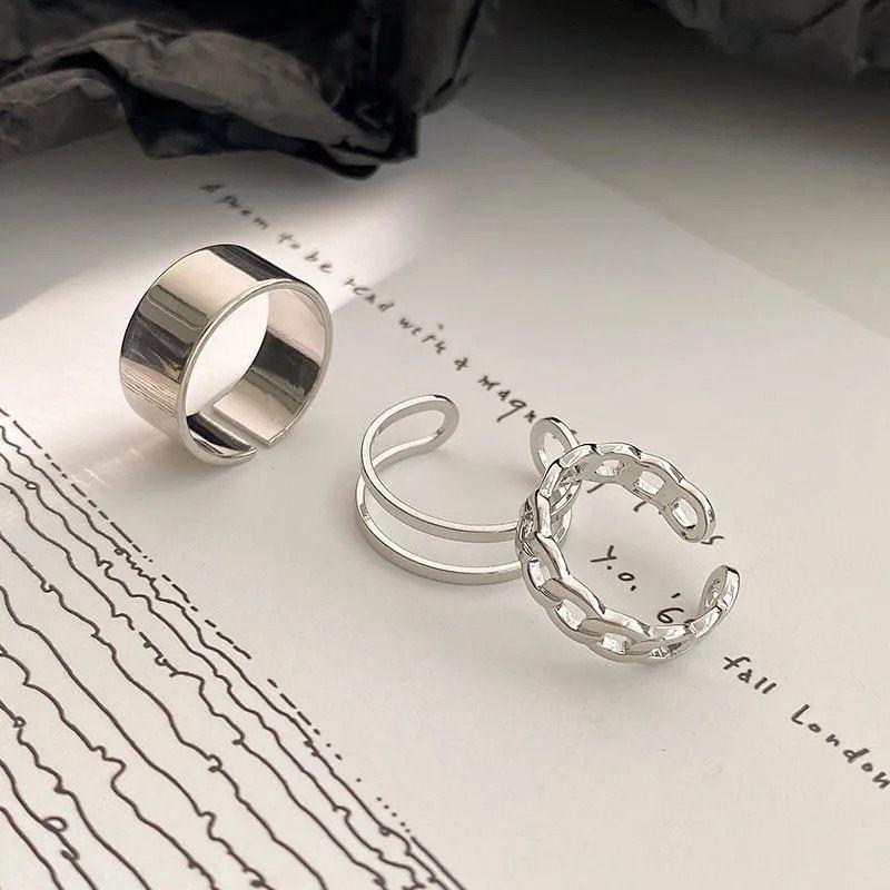 3 stücke Vintage Schwarz Ring Set Für Frauen Mann Punk Metall Geometrische Einfache Einstellbare Finger Ringe Öffnen Schmuck Geschenke von Joom DACH