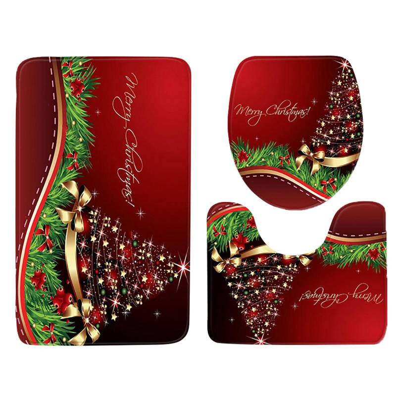 3 stücke Weihnachten Tag Nicht-Slip Bad Matte Bad Küche Teppich Fußmatten Decor von Joom DACH
