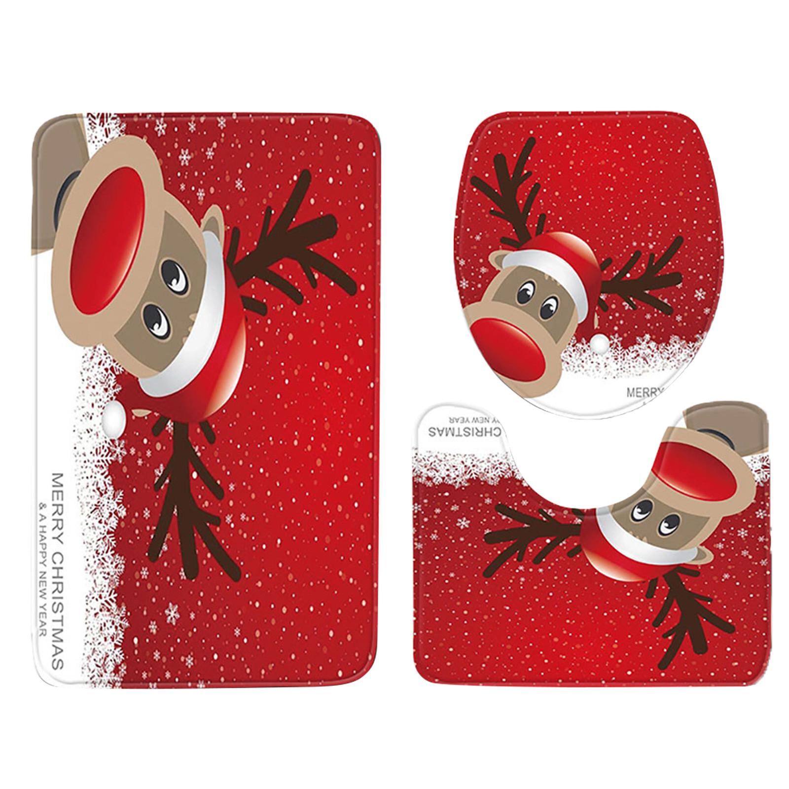 3 stücke Weihnachten Tag Nicht-Slip Bad Matte Bad Küche Teppich Fußmatten Decor von Joom DACH