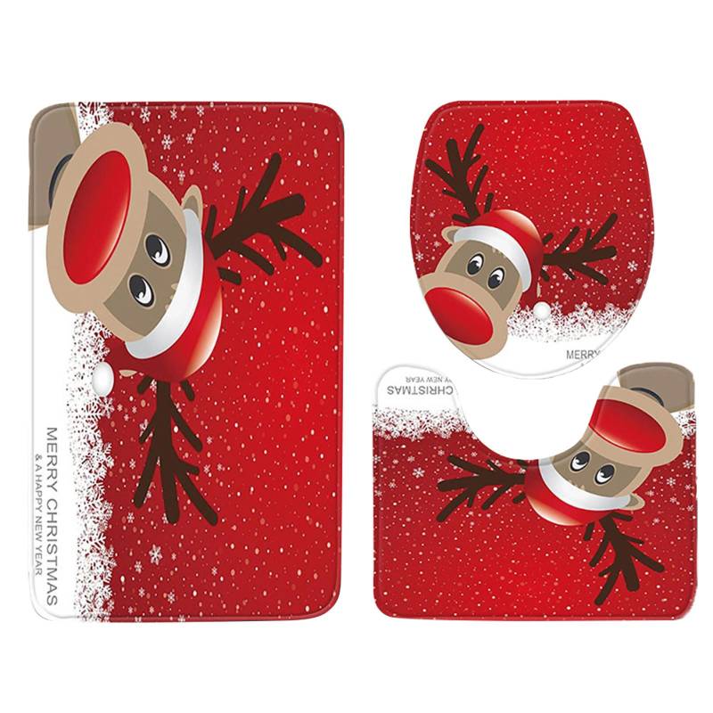 3 stücke Weihnachten Tag Nicht-Slip Bad Matte Bad Küche Teppich Fußmatten Decor von Joom DACH