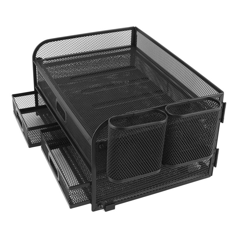 3-stufiger Mesh-Schreibtisch-Organizer Faltbarer Multifunktionaler Metall-Schreibtisch-Organizer für Studium Büro Wohnheim von Joom DACH