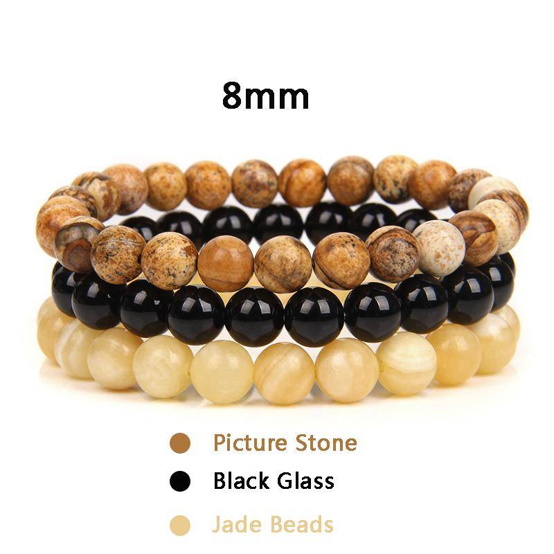 3 teile/satz Paar Distanz Armband Naturstein Achate Quarz Crytsal Perlen Armband für Männer Frauen Yoga Charme Armbänder Schmuck von Joom DACH