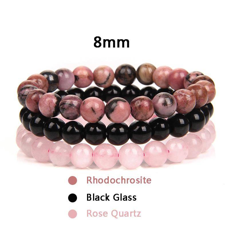 3 teile/satz Paar Distanz Armband Naturstein Achate Quarz Crytsal Perlen Armband für Männer Frauen Yoga Charme Armbänder Schmuck von Joom DACH